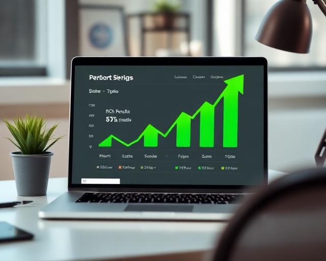 Pantalla mostrando métricas de resultados con tendencia positiva